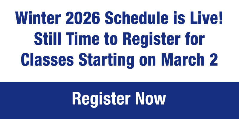 The winter 2026 schedule is live. Still time to register for classes starting on March 2