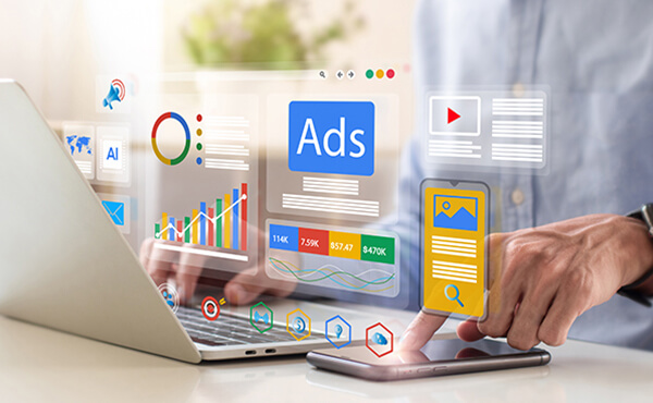 Visual representation of the key elements for a prosperous ad campaign: research, audience segmentation, creative content, and impactful messaging